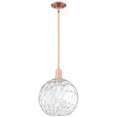 Innovations Lighting Arcadia Athens 12"w Copper Stem Hung Mini Pendant W/ Water Glass Shade