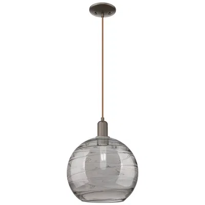 Innovations Lighting Arcadia Athens 12"w Oiled Bronze Cord Pendant W/ Smoke Deco Shade