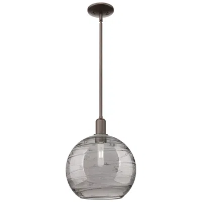 Innovations Lighting Arcadia Athens 12"w Oiled Bronze Stem Pendant W/ Smoke Deco Shade