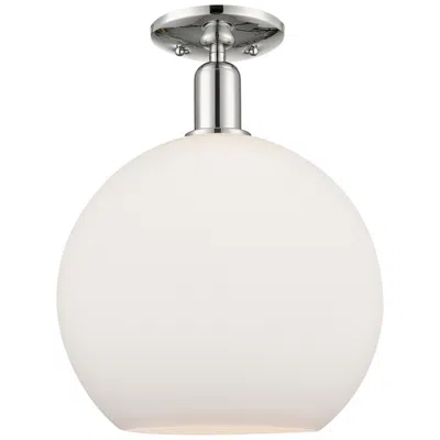 Innovations Lighting Arcadia Athens 12"w Polished Nickel Semi-flush W/ Matte White Shade