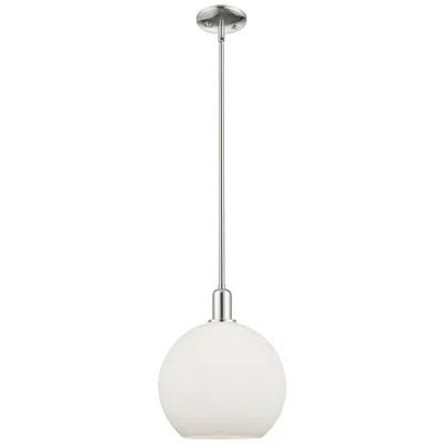 Innovations Lighting Arcadia Athens 12"w Polished Nickel Stem Pendant W/ Matte White Shade