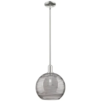 Innovations Lighting Arcadia Athens 12"w Polished Nickel Stem Pendant W/ Smoke Deco Shade