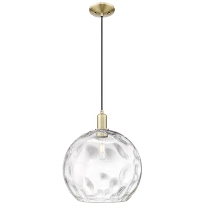 Innovations Lighting Arcadia Athens 13"w Brass Cord Hung Mini Pendant W/ Water Glass Shade