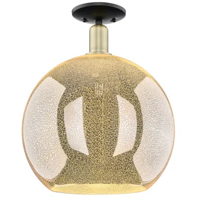 Innovations Lighting Arcadia Athens 14"w Black And Brass Semi.flush Mount W/ Mercury Shade
