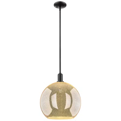Innovations Lighting Arcadia Athens 14"w Black Stem Hung Mini Pendant W/ Mercury Shade