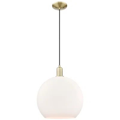 Innovations Lighting Arcadia Athens 14"w Brass Cord Hung Mini Pendant W/ Matte White Shade