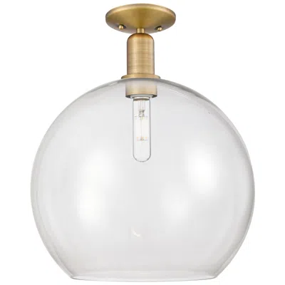 Innovations Lighting Arcadia Athens 14"w Brushed Brass Semi.flush Mount With Clear Shade