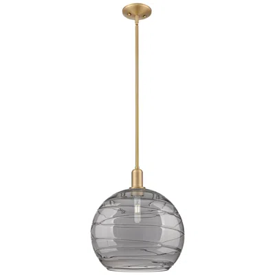 Innovations Lighting Arcadia Athens 14"w Brushed Brass Stem Pendant W/ Smoke Deco Shade