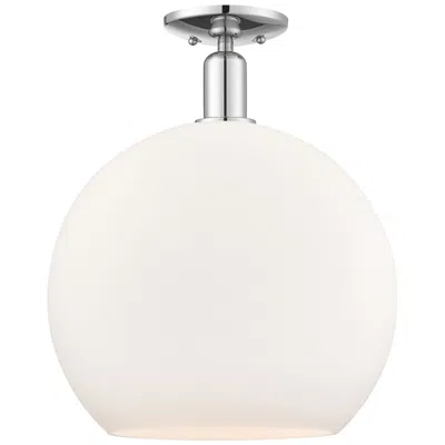 Innovations Lighting Arcadia Athens 14"w Chrome Semi.flush Mount W/ Matte White Shade