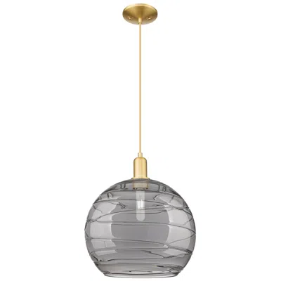 Innovations Lighting Arcadia Athens 14"w Gold Cord Pendant W/ Light Smoke Deco Swirl Shade