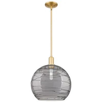 Innovations Lighting Arcadia Athens 14"w Gold Stem Pendant W/ Light Smoke Deco Swirl Shade