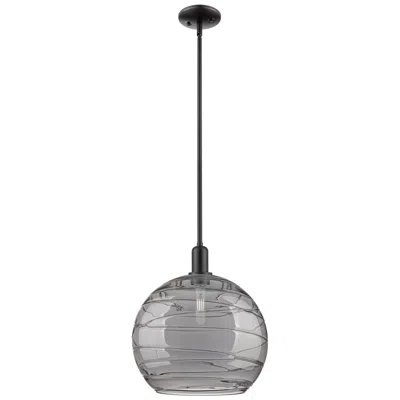 Innovations Lighting Arcadia Athens 14"w Oiled Bronze Stem Pendant W/ Smoke Deco Shade