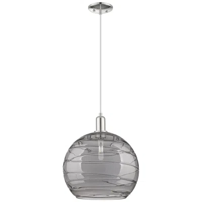 Innovations Lighting Arcadia Athens 14"w Polished Nickel Cord Pendant W/ Smoke Deco Shade