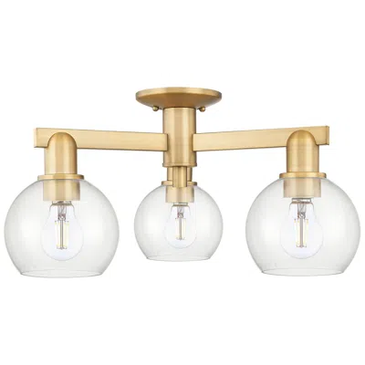 Innovations Lighting Arcadia Athens 23"w 3 Light Brushed Brass Semi-flush W/ Clear Shade
