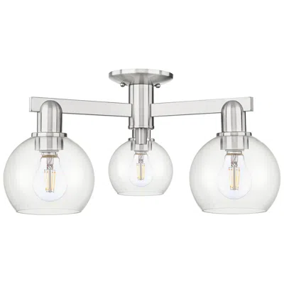 Innovations Lighting Arcadia Athens 23"w 3 Light Brushed Nickel Semi-flush W/ Clear Shade