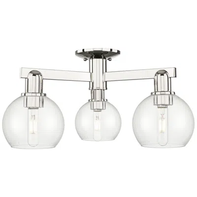 Innovations Lighting Arcadia Athens 23"w 3 Light Polished Nickel Semi-flush W/ Clear Shade