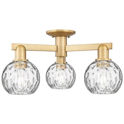 Innovations Lighting Arcadia Athens 24"w 3-lt Brushed Brass Semi-flush W/ Water Glass Shade