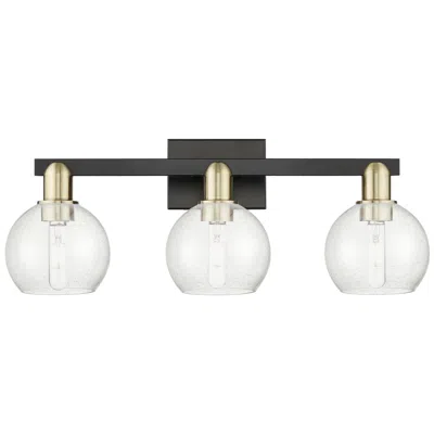 Innovations Lighting Arcadia Athens 25"w 3 Light Black And Brass Bath Light W/ Seedy Shade