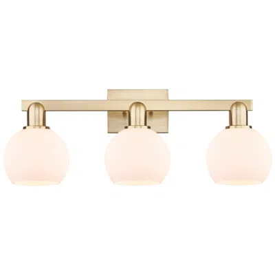 Innovations Lighting Arcadia Athens 25"w 3 Light Bronze Vanity Light W/ Matte White Shade In Gold