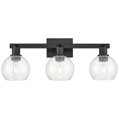 Innovations Lighting Arcadia Athens 25"w 3 Light Matte Black Vanity Light With Clear Shade