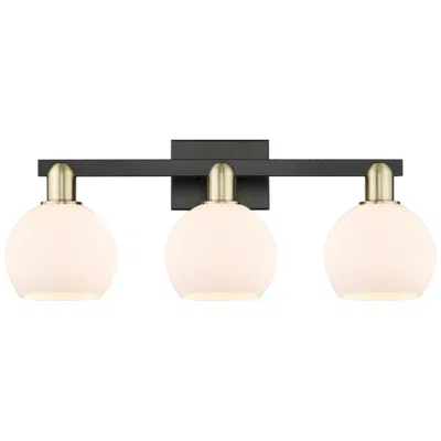Innovations Lighting Arcadia Athens 25"w 3-lt Black Brass Bath Light W/ Matte White Shade