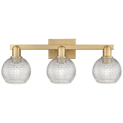 Innovations Lighting Arcadia Athens 25"w 3-lt Brushed Brass Vanity W/ Basketweave Shade In Gold