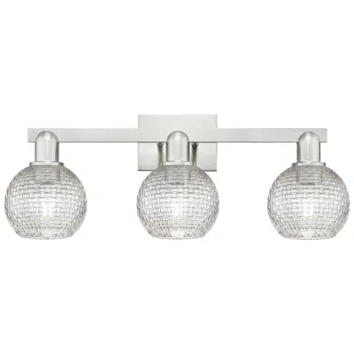 Innovations Lighting Arcadia Athens 25"w 3-lt Nickel Bath Light W/ Clear Basketweave Shade