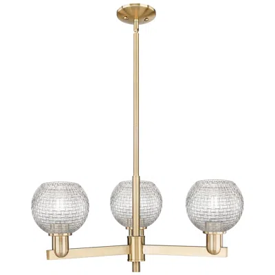 Innovations Lighting Arcadia Athens 28"w 3-lt Bronze Stem Chandelier W/ Basketweave Shade