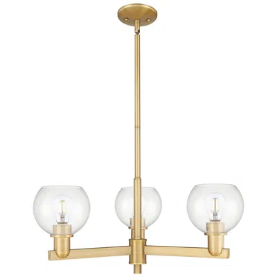 Innovations Lighting Arcadia Athens 28"w 3-lt Brushed Brass Stem Chandelier W/ Clear Shade