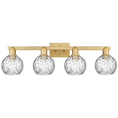 Innovations Lighting Arcadia Athens 33"w 4 Light Brushed Brass Vanity W/ Water Glass Shade