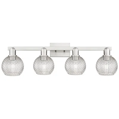 Innovations Lighting Arcadia Athens 33"w 4 Light Nickel Vanity W/ Clear Basketweave Shade