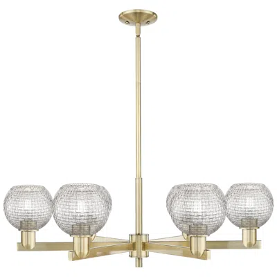 Innovations Lighting Arcadia Athens 36"w 6 Light Brass Stem Chandelier W/ Basketweave Shade In Gold