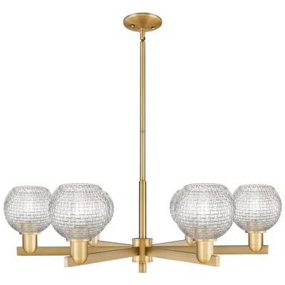 Innovations Lighting Arcadia Athens 36"w 6-lt Brushed Brass Stem Chandelier W/ Basketweave Shade In Gold