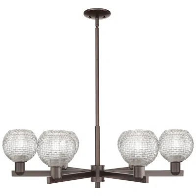 Innovations Lighting Arcadia Athens 36"w 6-lt Oiled Bronze Stem Chandelier W/ Basketweave Shade