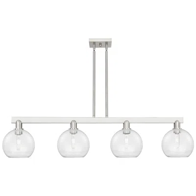 Innovations Lighting Arcadia Athens 51"w 4 Light Nickel Stem Island Light W/ Clear Shade