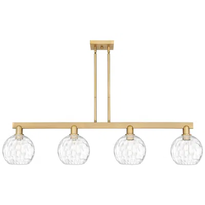 Innovations Lighting Arcadia Athens 51"w 4-lt Brush Brass Stem Island Light W/ Water Glass Shade In Gold