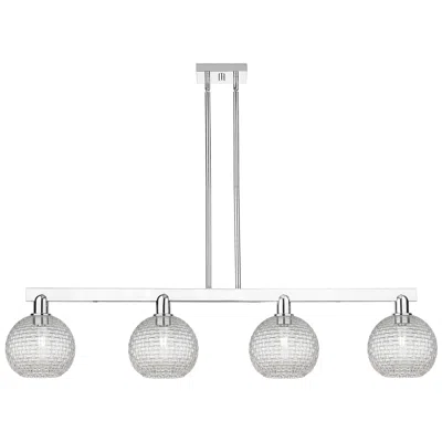 Innovations Lighting Arcadia Athens 51"w 4-lt Chrome Stem Island Light W/ Basketweave Shade