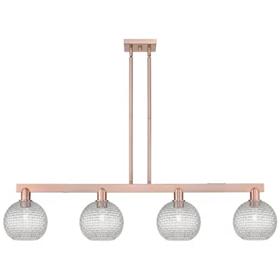 Innovations Lighting Arcadia Athens 51"w 4-lt Copper Stem Island Light W/ Basketweave Shade