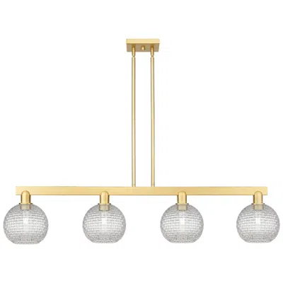 Innovations Lighting Arcadia Athens 51"w 4-lt Gold Stem Island Light W/ Basketweave Shade