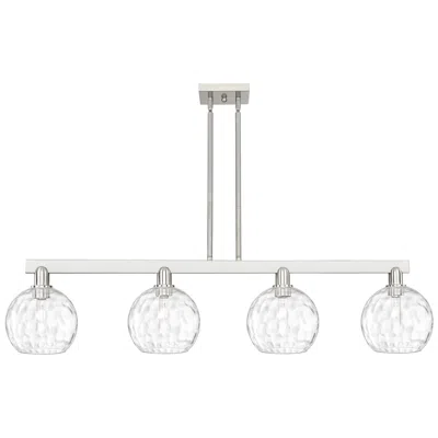 Innovations Lighting Arcadia Athens 51"w 4-lt Nickel Stem Island Light W/ Water Glass Shade