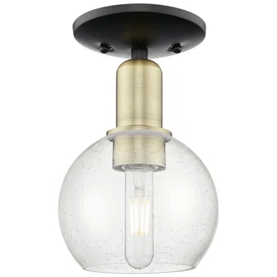 Innovations Lighting Arcadia Athens 6"w Black And Brass Semi.flush Mount With Seedy Shade