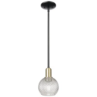 Innovations Lighting Arcadia Athens 6"w Black Brass Stem Pendant W/ Basketweave Shade