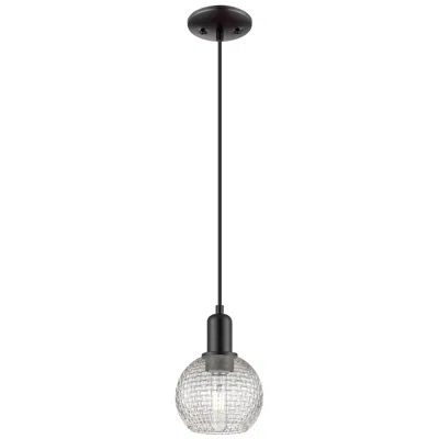 Innovations Lighting Arcadia Athens 6"w Black Cord Mini Pendant W/ Clear Basketweave Shade