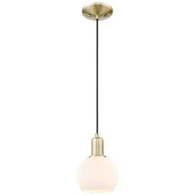Innovations Lighting Arcadia Athens 6"w Brass Cord Hung Mini Pendant With Matte White Shade