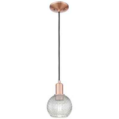 Innovations Lighting Arcadia Athens 6"w Copper Cord Mini Pendant W/ Clear Basketweave Shade