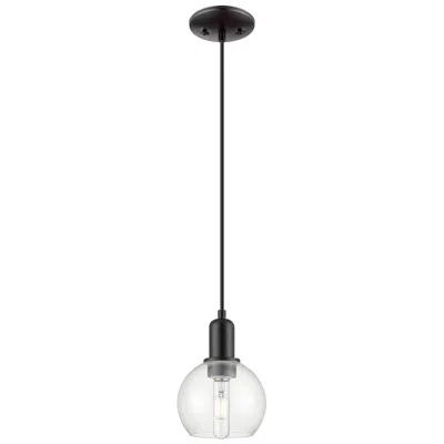 Innovations Lighting Arcadia Athens 6"w Matte Black Cord Hung Mini Pendant With Clear Shade