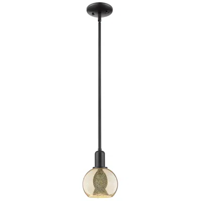 Innovations Lighting Arcadia Athens 6"w Matte Black Stem Hung Mini Pendant W/ Mercury Shade