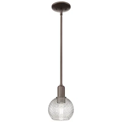 Innovations Lighting Arcadia Athens 6"w Oiled Bronze Stem Pendant W/ Basketweave Shade