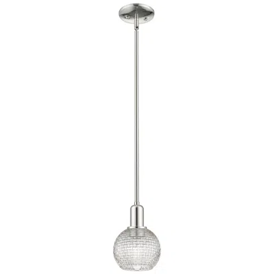 Innovations Lighting Arcadia Athens 6"w Polished Nickel Stem Pendant W/ Basketweave Shade