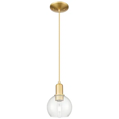 Innovations Lighting Arcadia Athens 6"w Satin Gold Cord Hung Mini Pendant With Clear Shade